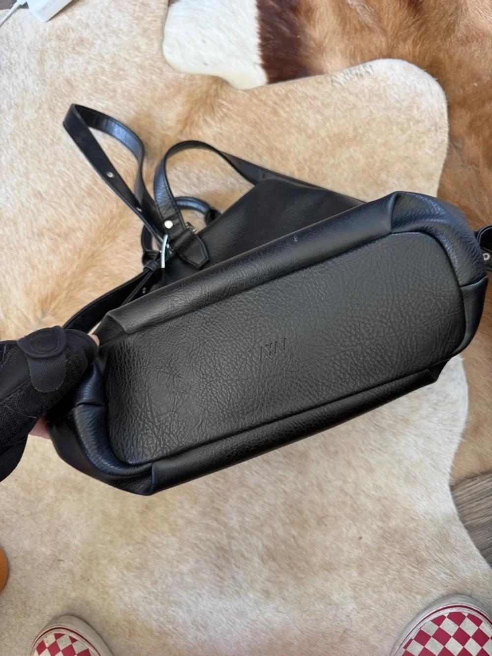 Matt & Nat Black Convertible Vegan Leather Backpack Tote Stylish Matt & Nat